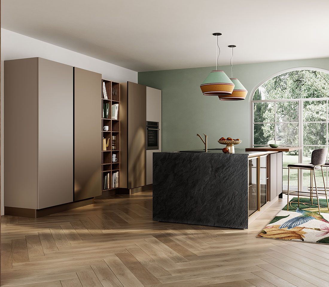 cucina-nexi-argilla-noce-bronzo